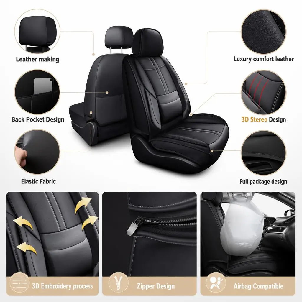 Mercedes Benz Nappa Leather Seat Covers Airbag Compatible Breathable Waterproof