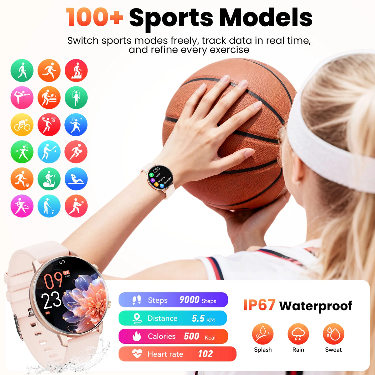 Smart Watch Fitness Tracker With Bluetooth Calling Heart Rate Monitor