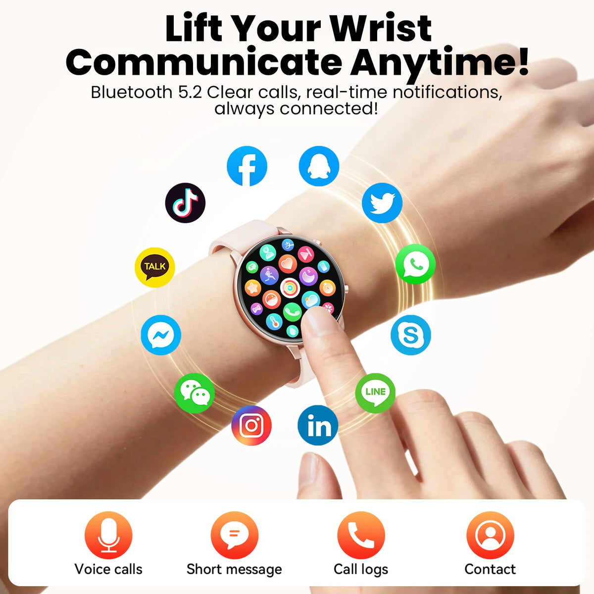 Smart Watch Fitness Tracker With Bluetooth Calling Heart Rate Monitor