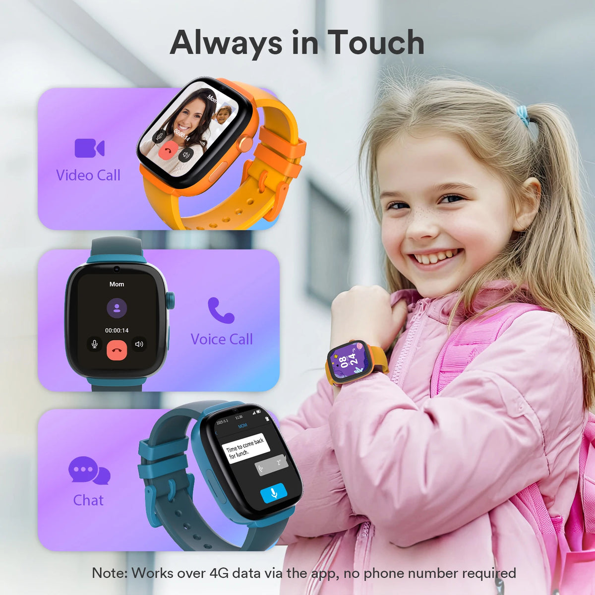 EIOTMART Kids GPS Smartwatch With Video Calling And Parental Controls