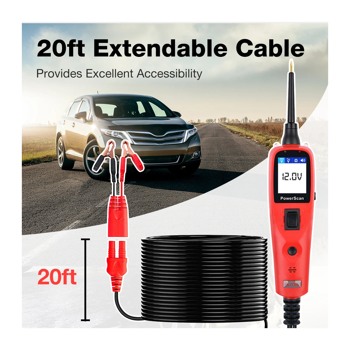 Autel PowerScan PS100 Car Electrical Circuit AVOmeter Tester 12V 24V Power Probe Kit Automotive System Battery Diagnostic Tools