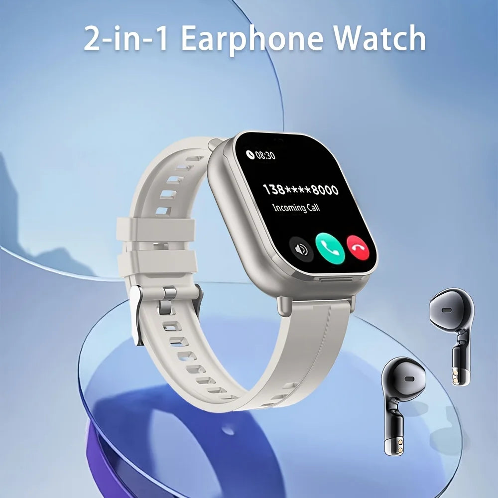 2 In 1 Smart Watch With Wireless Earbuds And Calling