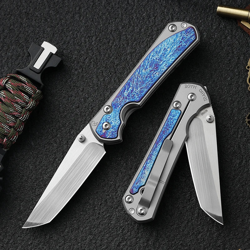 High Quality M390 Steel Folding Pocket Knife, Men's EDC Pocket Knife, Titanium, Outdoor Hiking Hunting, Camping Knife