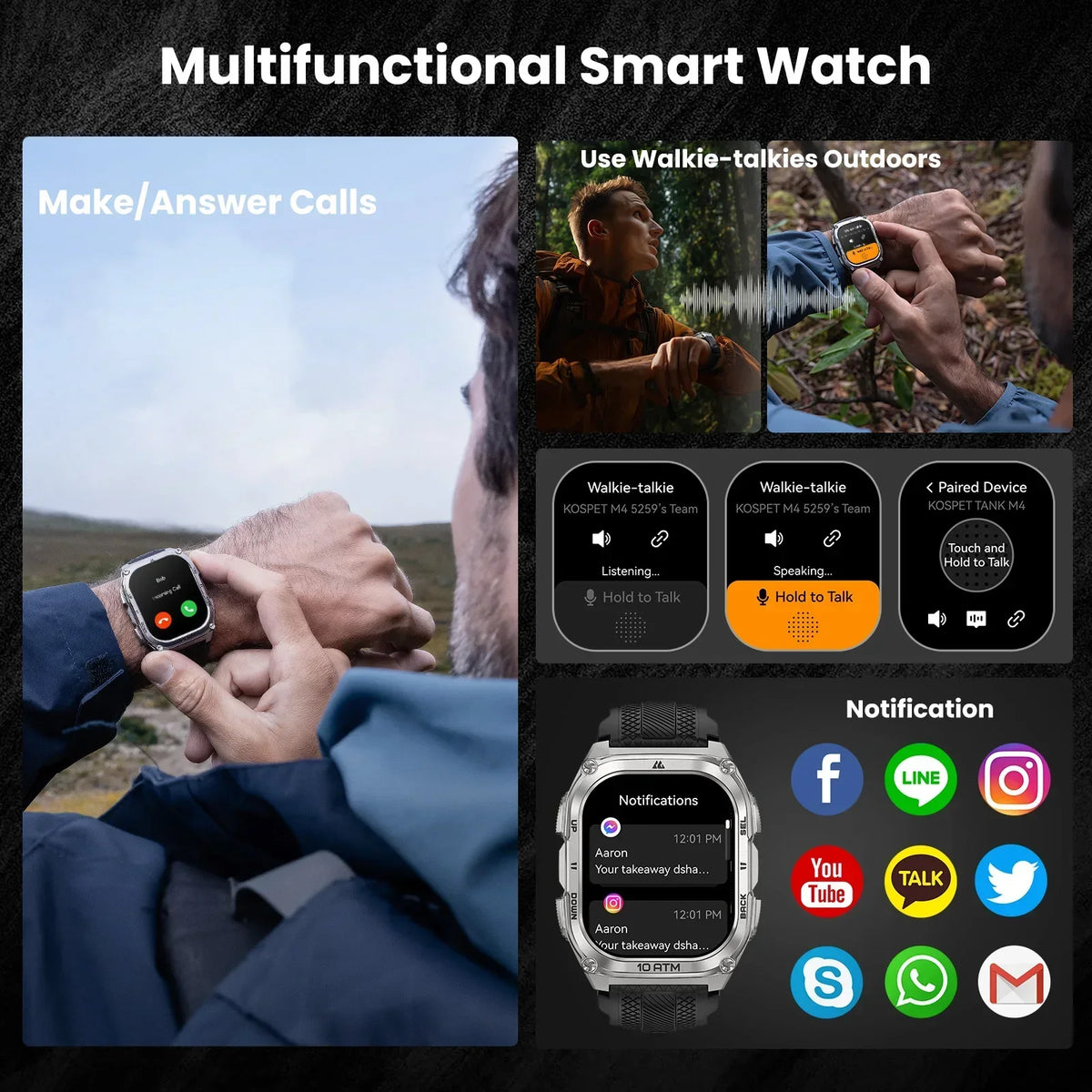 KOSPET Tank M4 GPS Smart Watch With Health Monitoring and Waterproof Design