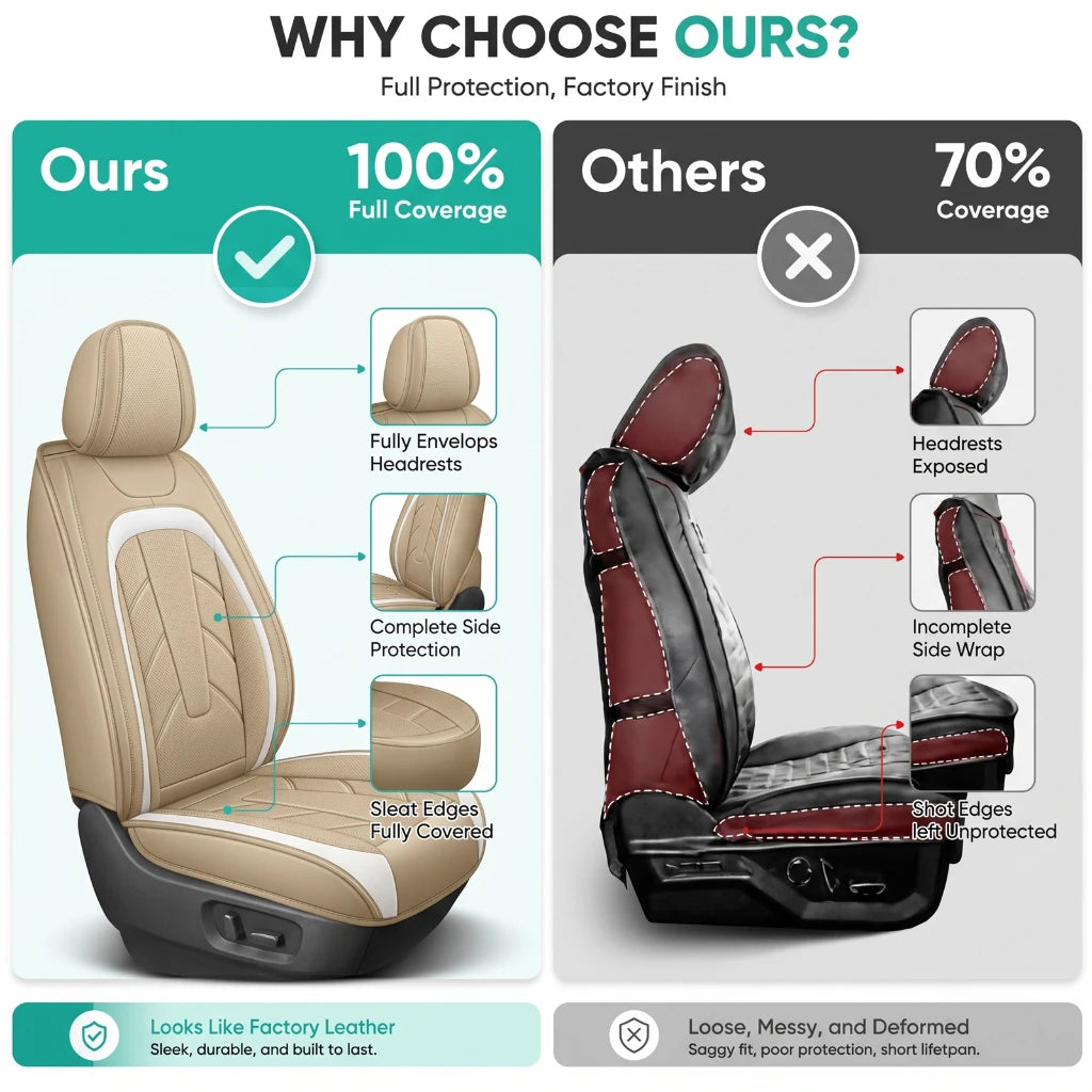 5 Seats Full Set Covers For Toyota NAPA Leather Car Seat Covers Front Rear Protector Breathable Soft Touch Anti-Slip Breathable Waterproof