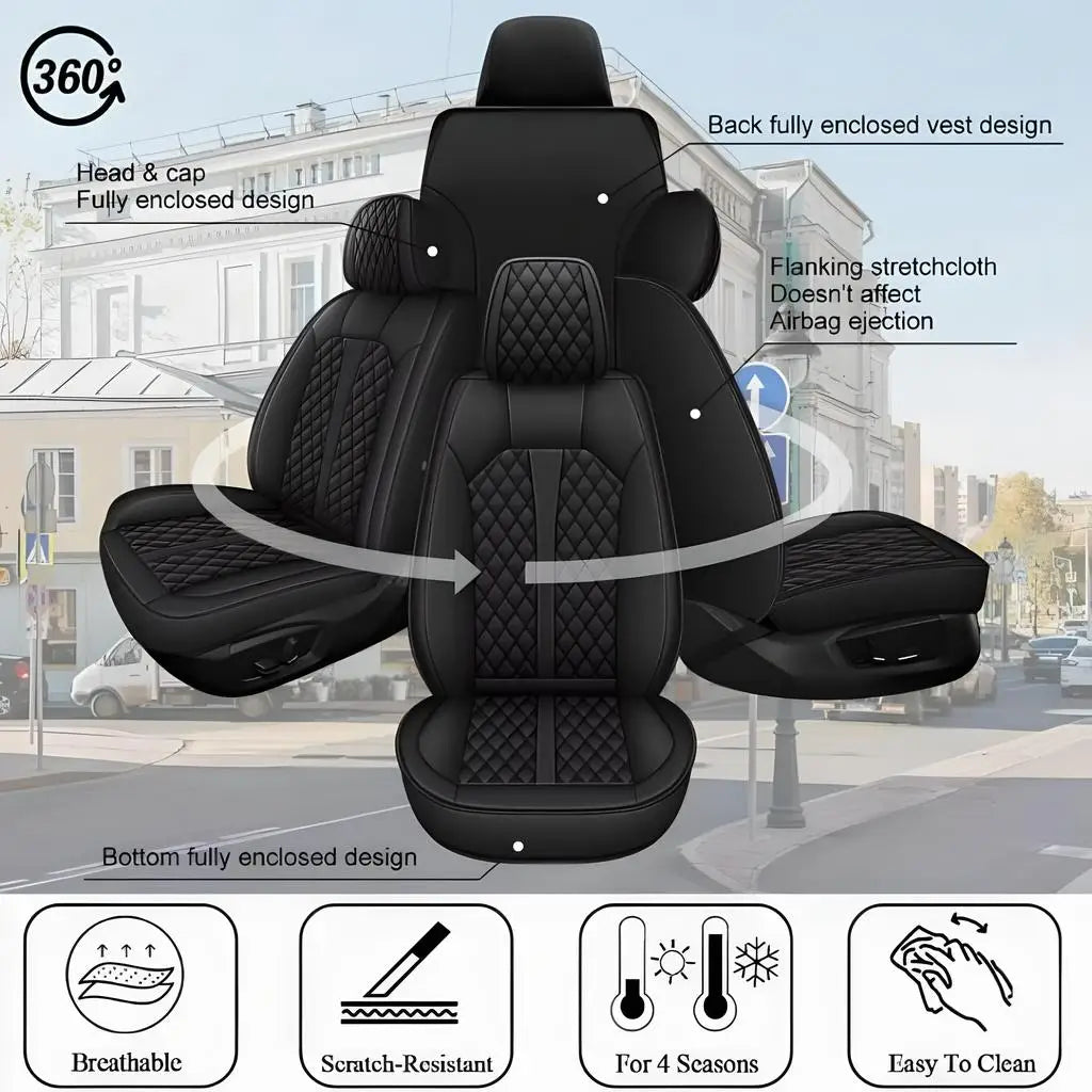 PU Leather 5 Seat Covers Full Set For Kia K5 2021-2026 Car Seats Faux Leather Cushions Front Rear Protector All-Weather Fabric
