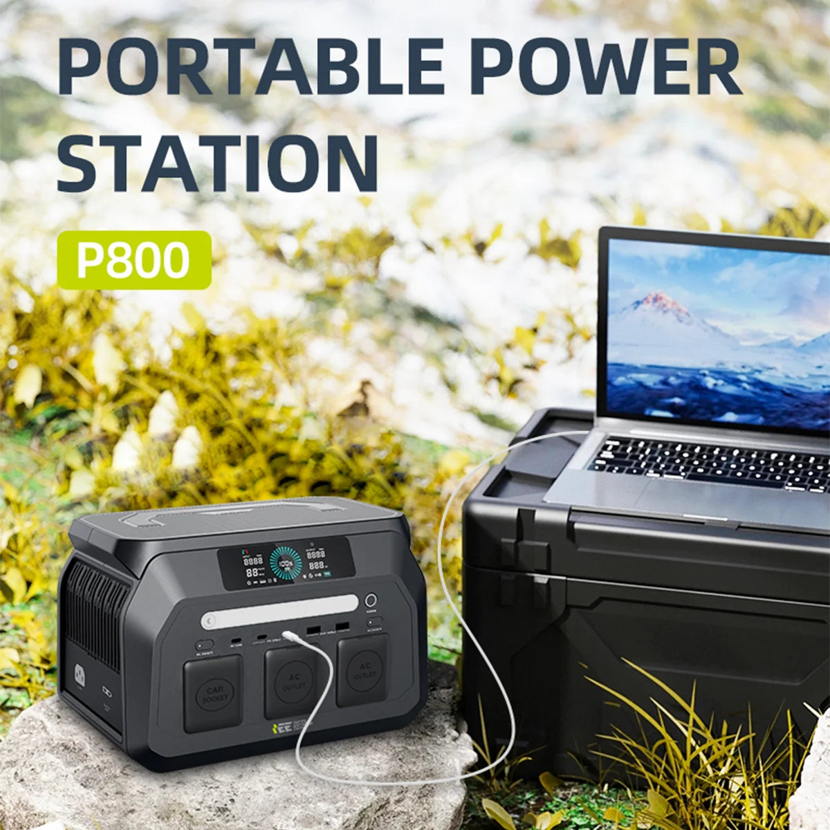 IEE 800W Portable Power Station, 512Wh LiFePO4 Outdoor Solar Generator for Home Use Emergency Camping RV Job Site Hurricane Blackout