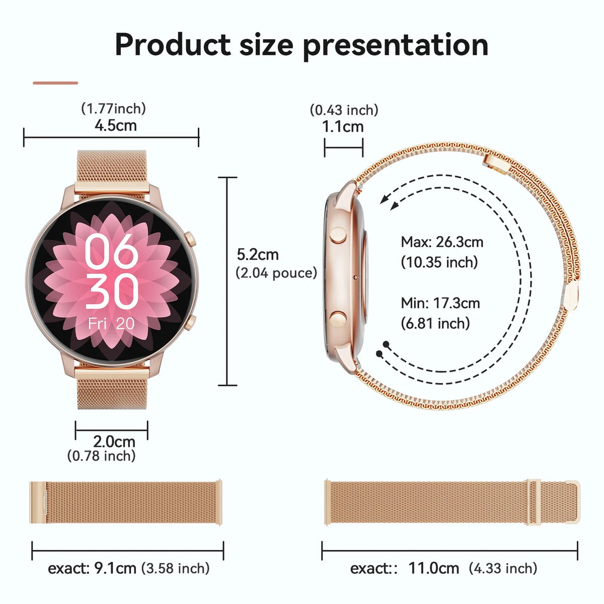 Ladies Smartwatch with Bluetooth Calling Heart Rate and Fitness Tracking