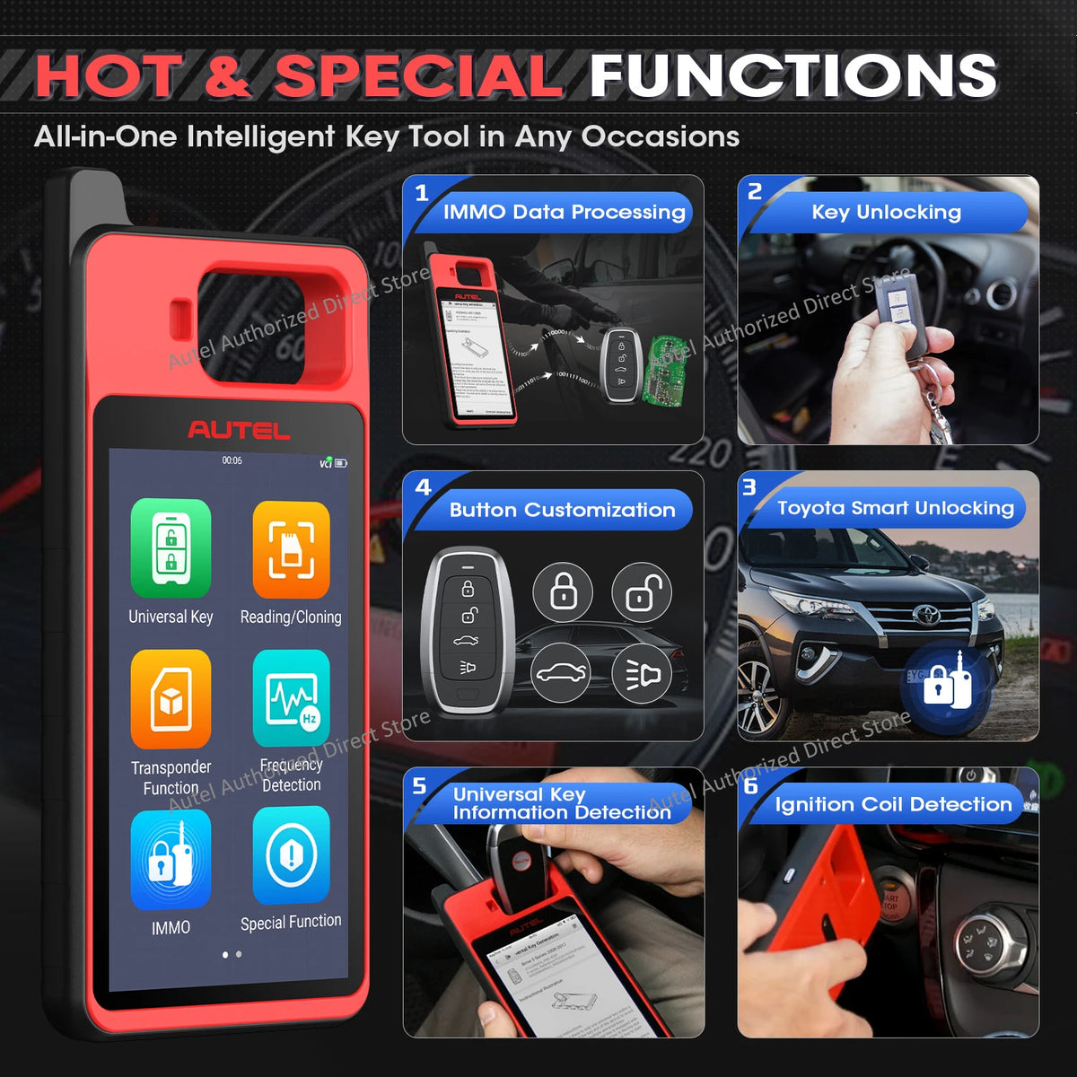 Autel MaxiIM KM100 KM100X Key Fob Programming Tools Auto Key Programmer 60s Key Generation OBD IMMO Key Learning Key Free Update