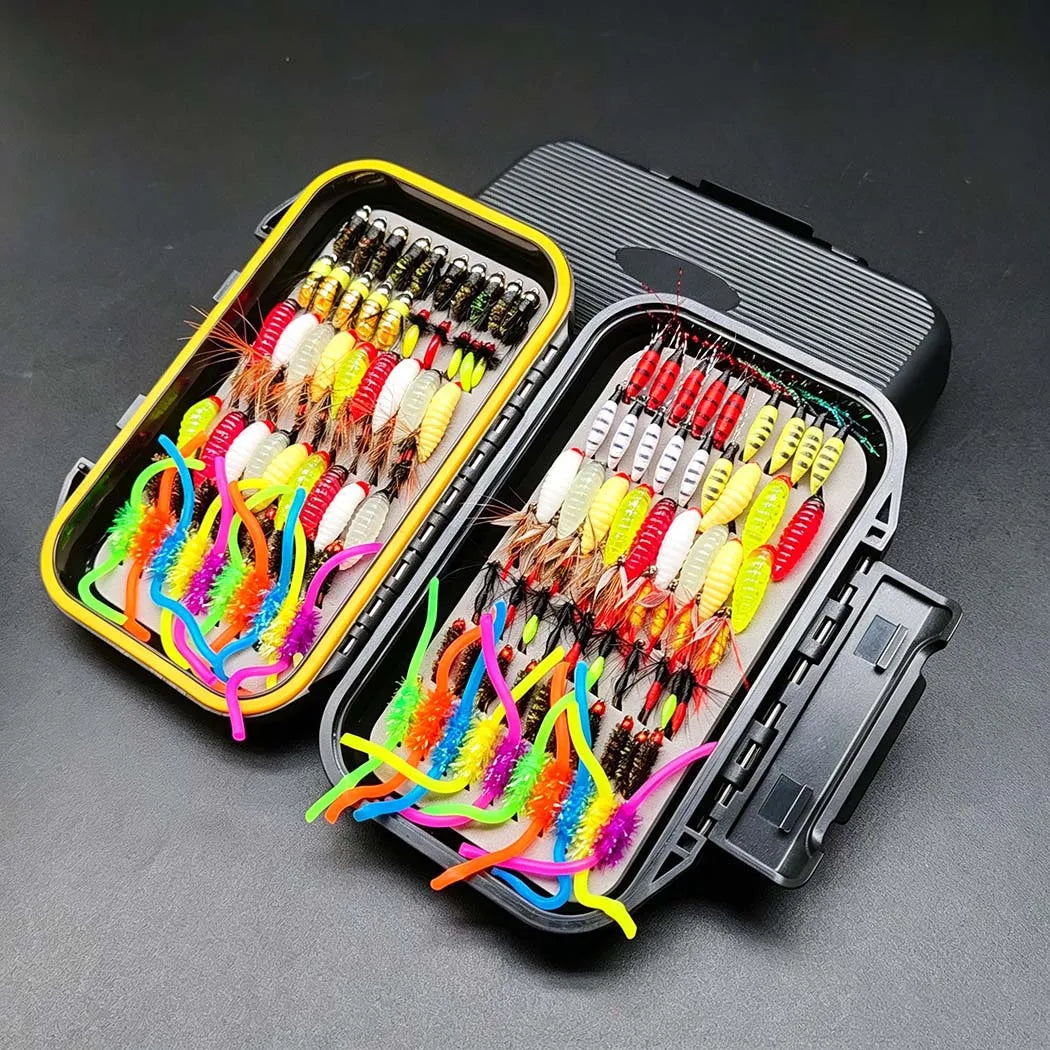 Fly Fishing Flies Total:161Pcs(2 Boxes) Fly Fishing Bait Dry/Wet Fly Nymph Fly Fishing Lure Fly Box for Trout Salmon -Fly Fishing Kit