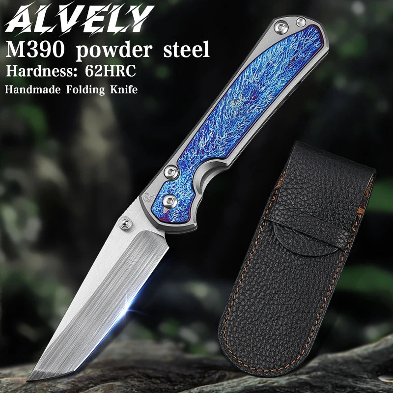 High Quality M390 Steel Folding Pocket Knife, Men's EDC Pocket Knife, Titanium, Outdoor Hiking Hunting, Camping Knife