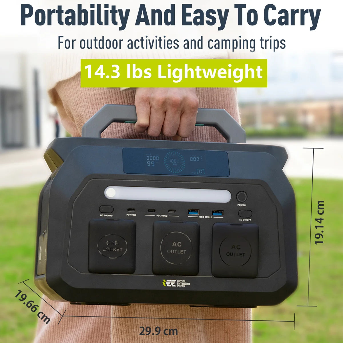 IEE 800W Portable Power Station, 512Wh LiFePO4 Outdoor Solar Generator for Home Use Emergency Camping RV Job Site Hurricane Blackout