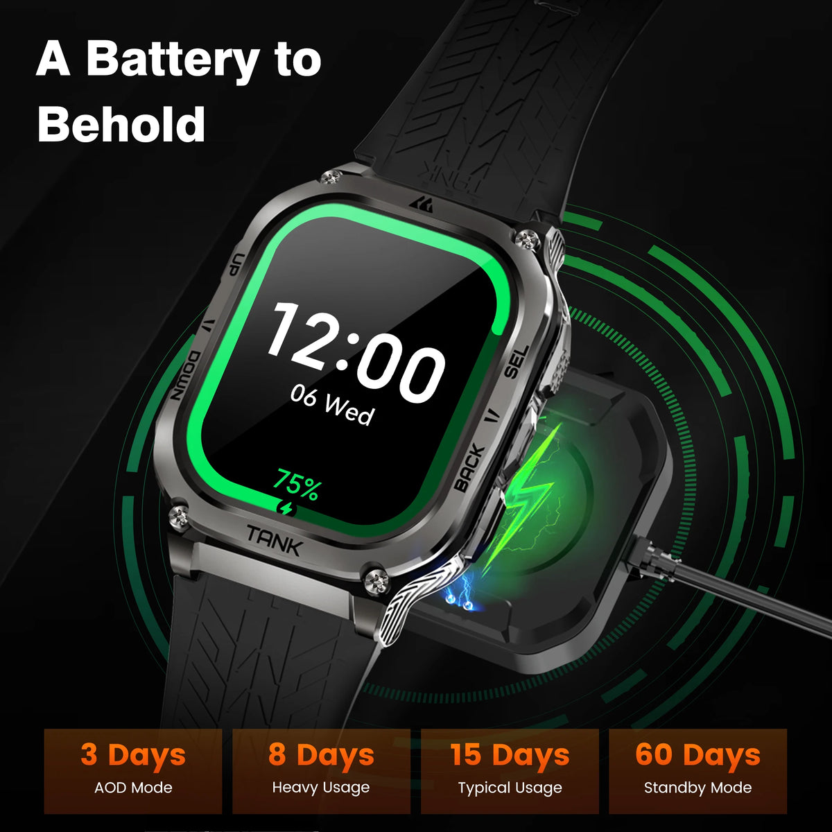 KOSPET TANK M3 AMOLED Fitness Smartwatch With Bluetooth Connectivity
