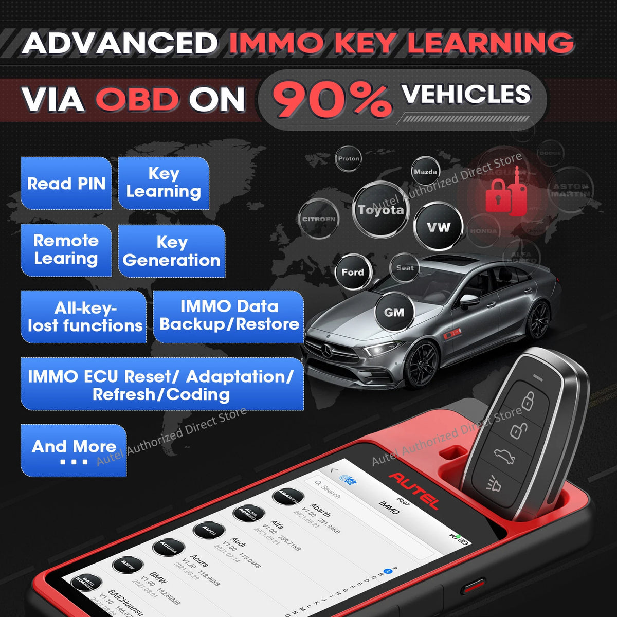 Autel MaxiIM KM100 KM100X Key Fob Programming Tools Auto Key Programmer 60s Key Generation OBD IMMO Key Learning Key Free Update