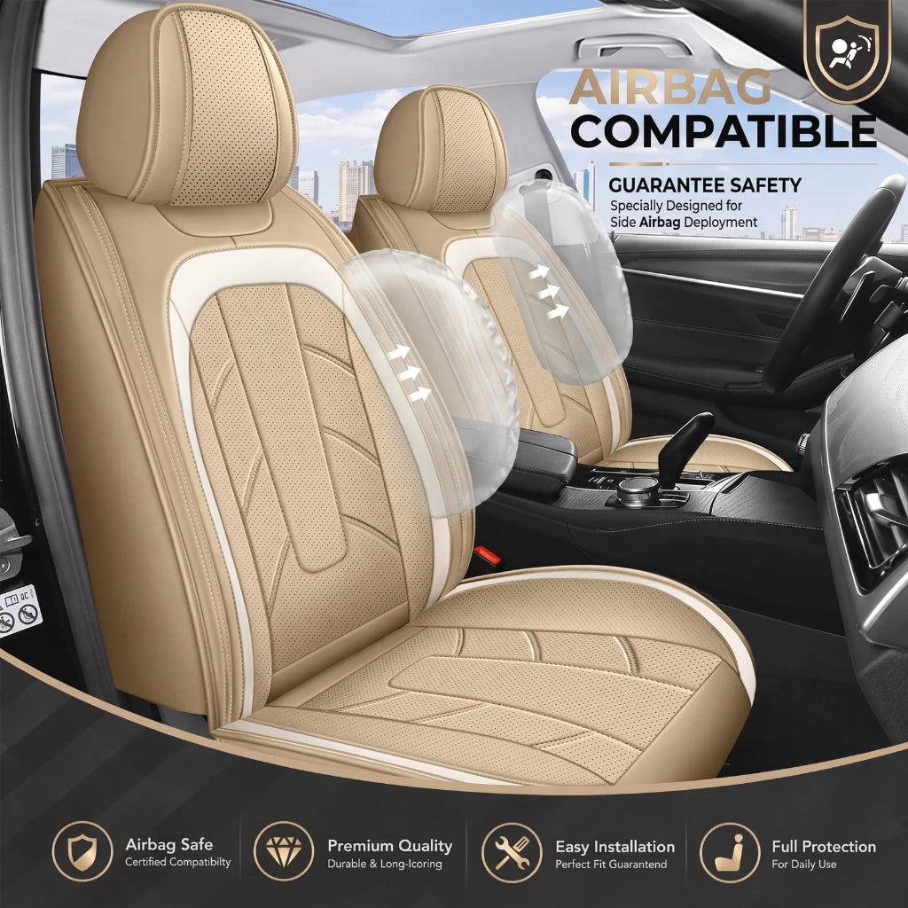 5 Seats Full Set Covers For Toyota NAPA Leather Car Seat Covers Front Rear Protector Breathable Soft Touch Anti-Slip Breathable Waterproof