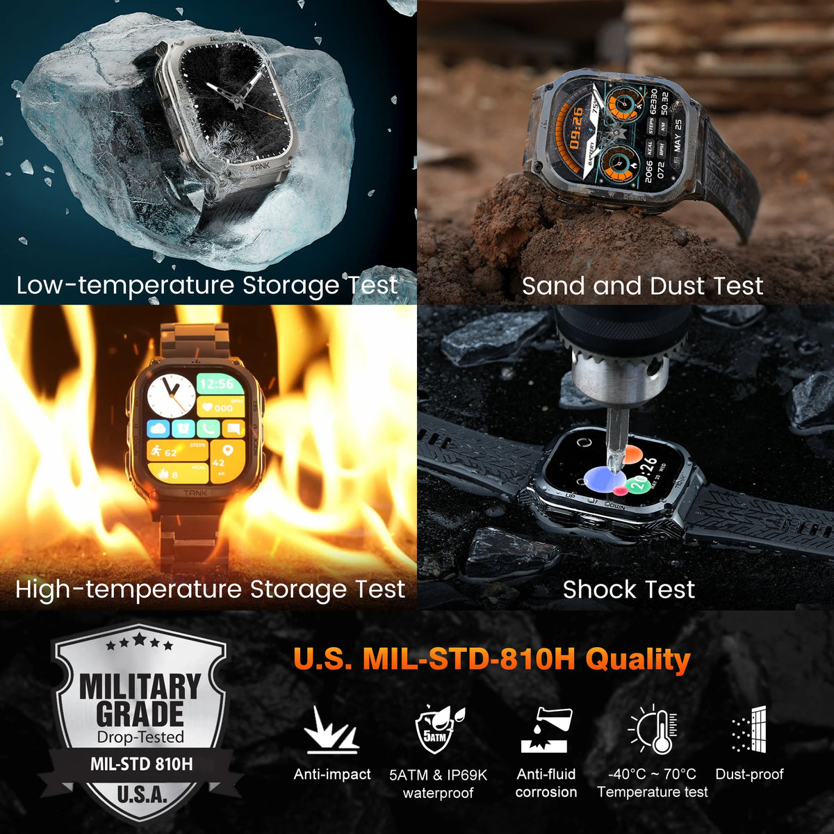 KOSPET TANK M3 AMOLED Fitness Smartwatch With Bluetooth Connectivity