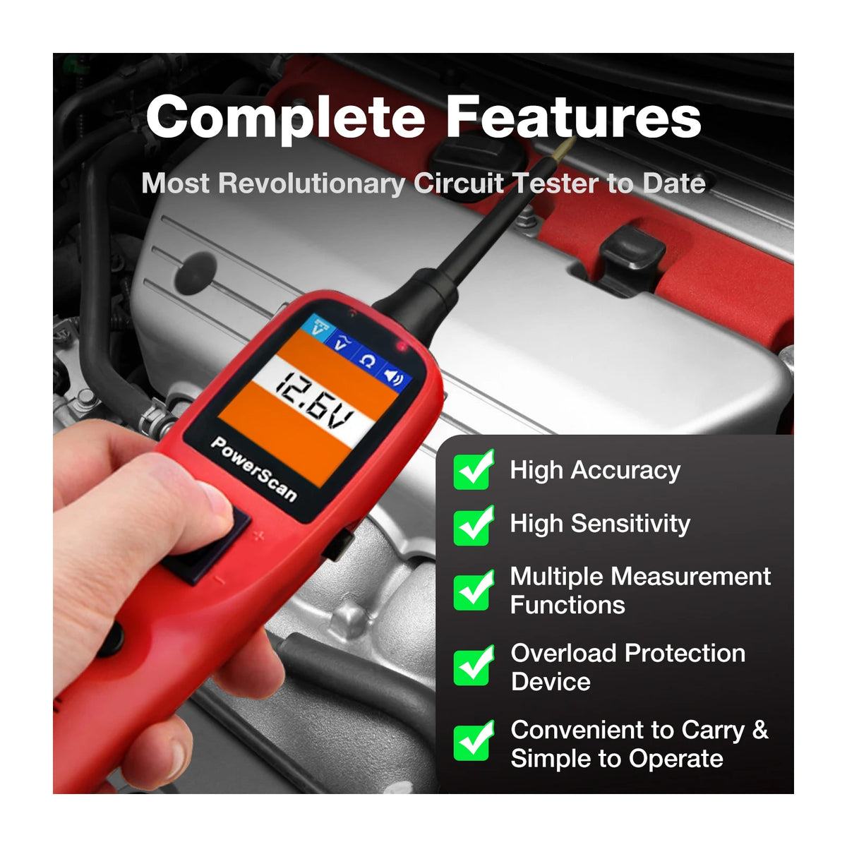 Autel PowerScan PS100 Car Electrical Circuit AVOmeter Tester 12V 24V Power Probe Kit Automotive System Battery Diagnostic Tools