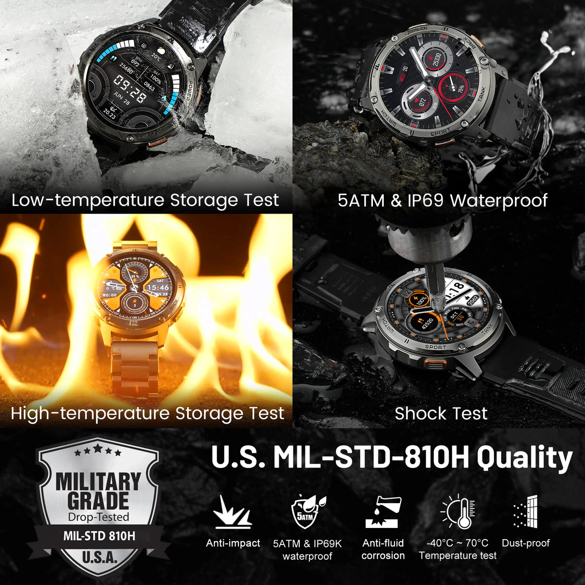 KOSPET Tank T3 AMOLED Smartwatch Bluetooth Calling Fitness Tracker