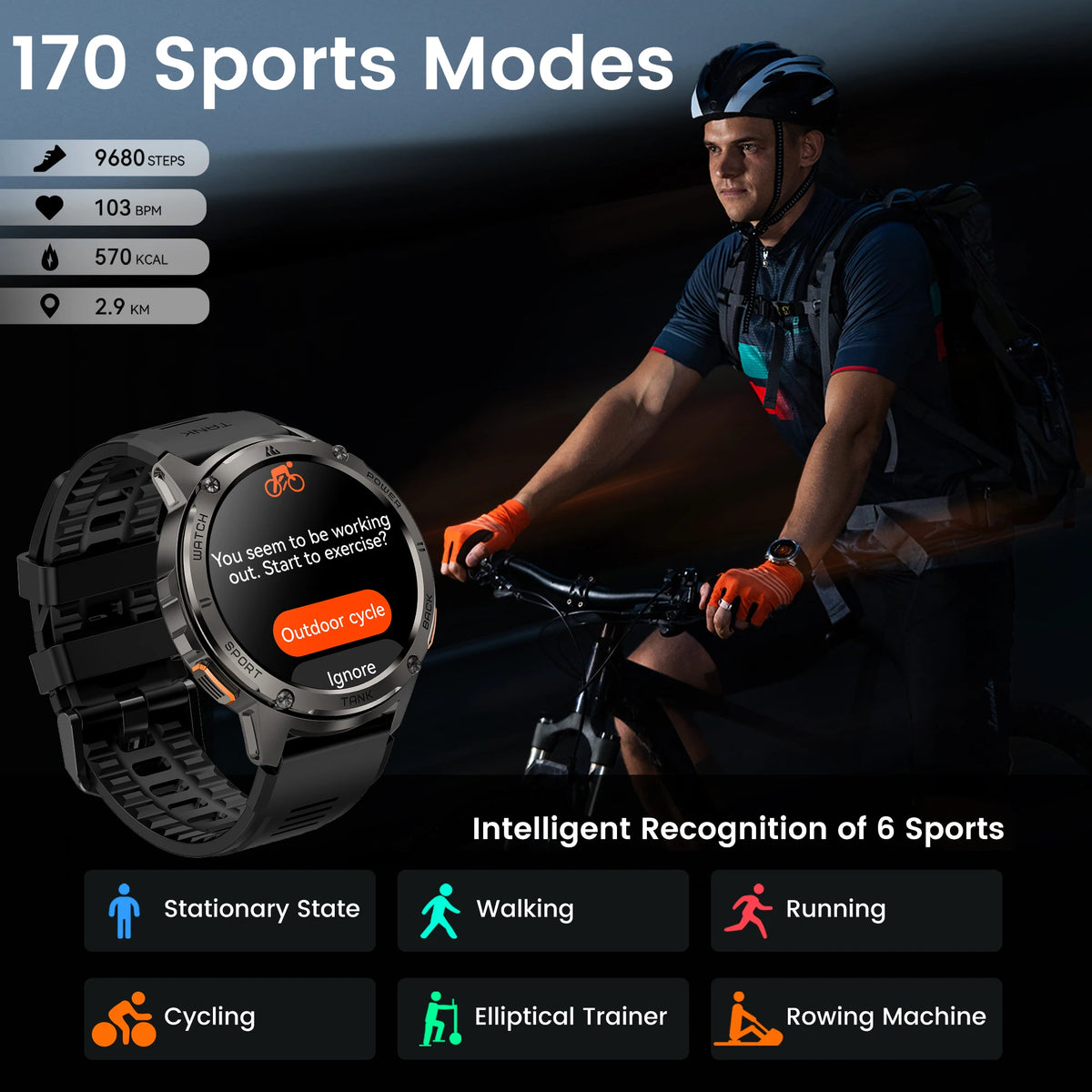 KOSPET Tank T3 AMOLED Smartwatch Bluetooth Calling Fitness Tracker