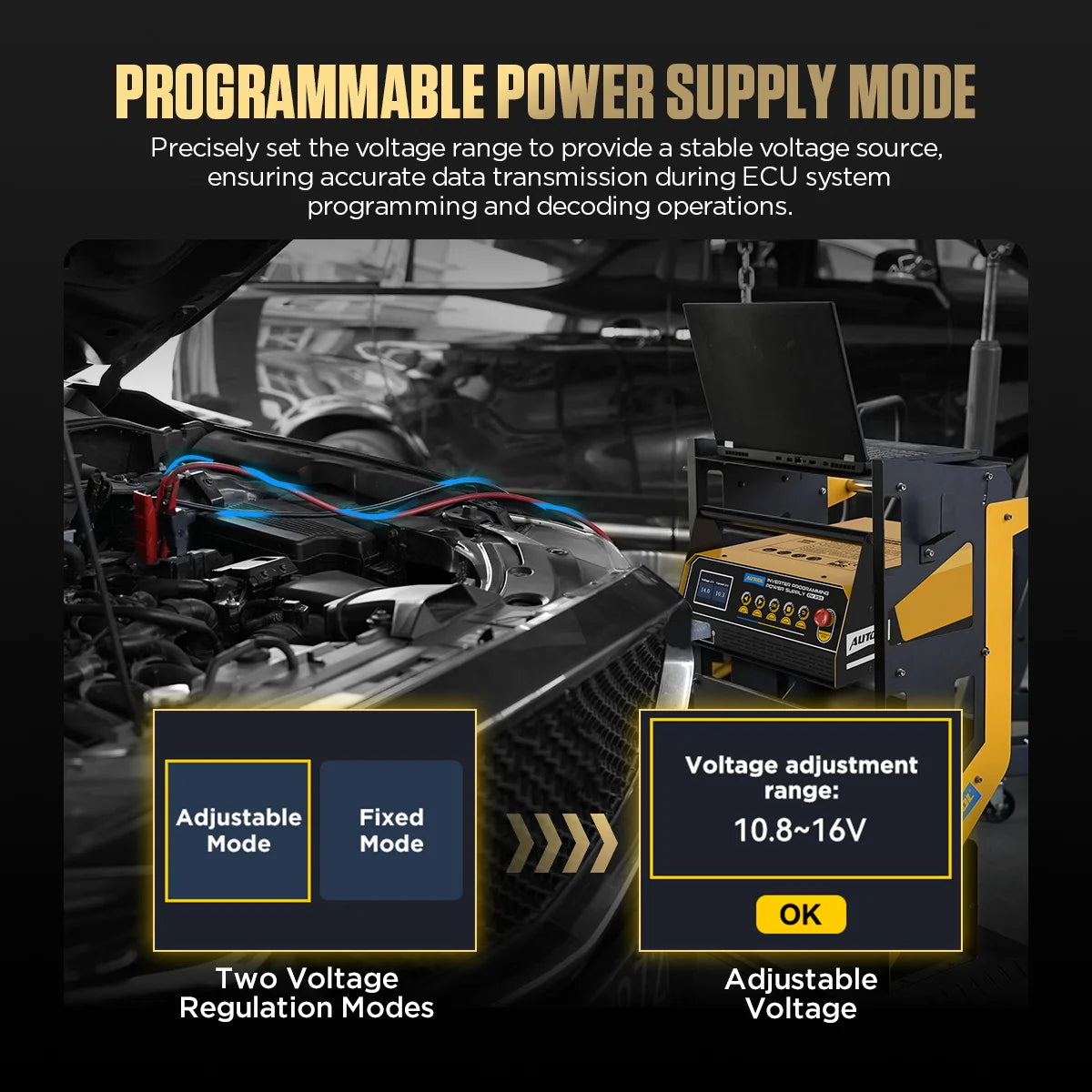 AUTOOL EM355 Power Inverter ECU Programming 110/120V HD LCD Screen Nine Safety Protections Adjustable Programming Voltage