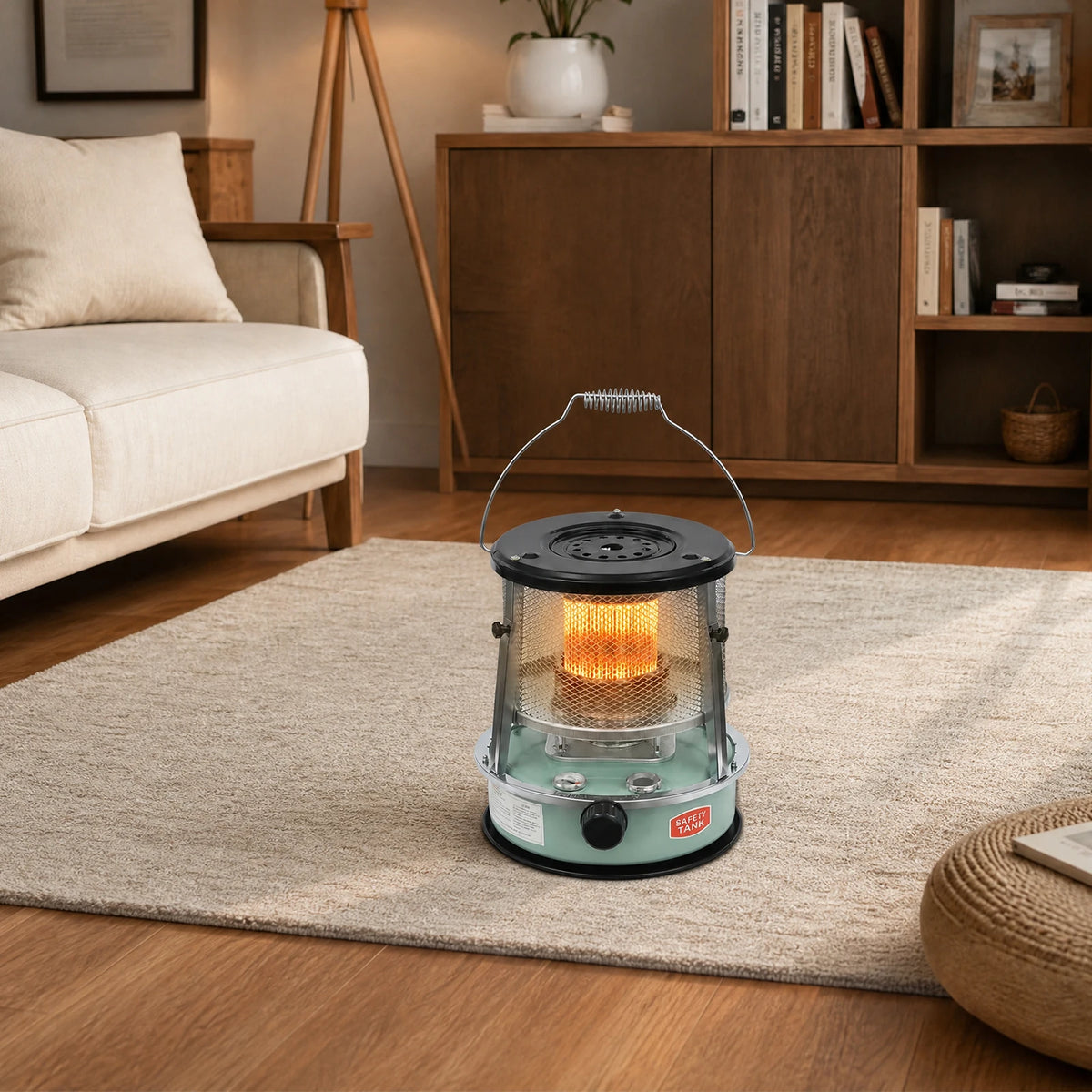 9000BTU Portable Outdoor Kerosene Heater, 1.22Gal Tank 15-17H, 108-161ft² Space Heating, Outdoor Camping Kerosene Heater, for Camping, Garage, Emergency, Winter, Compact
