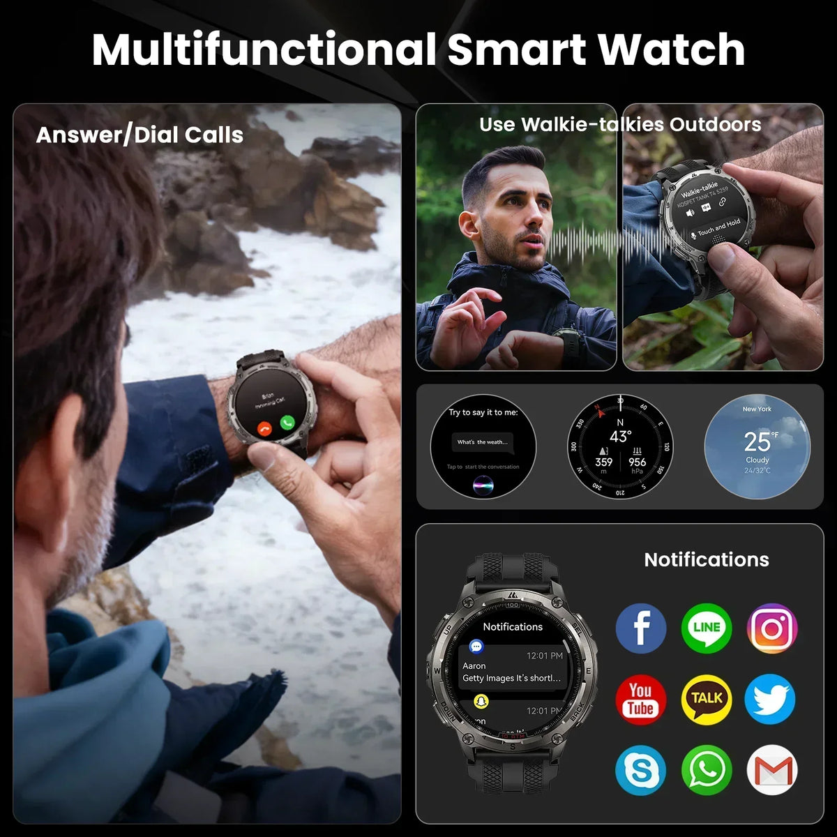 KOSPET Tank T4 GPS Smartwatch Offline Maps And Fitness Tracking