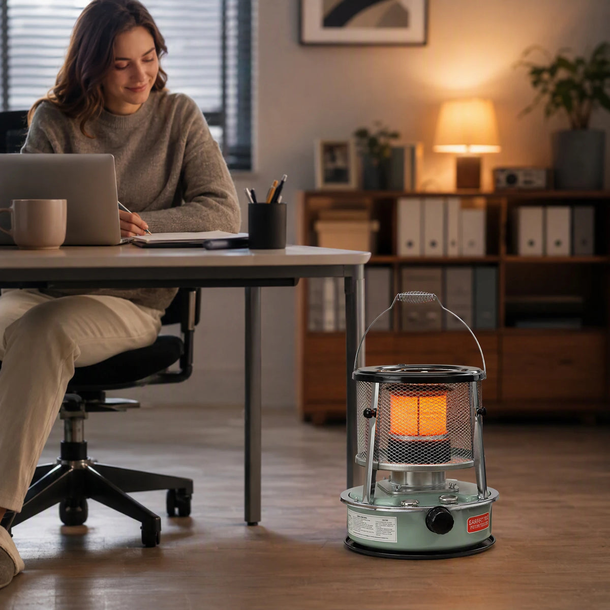9000BTU Portable Outdoor Kerosene Heater, 1.22Gal Tank 15-17H, 108-161ft² Space Heating, Outdoor Camping Kerosene Heater, for Camping, Garage, Emergency, Winter, Compact