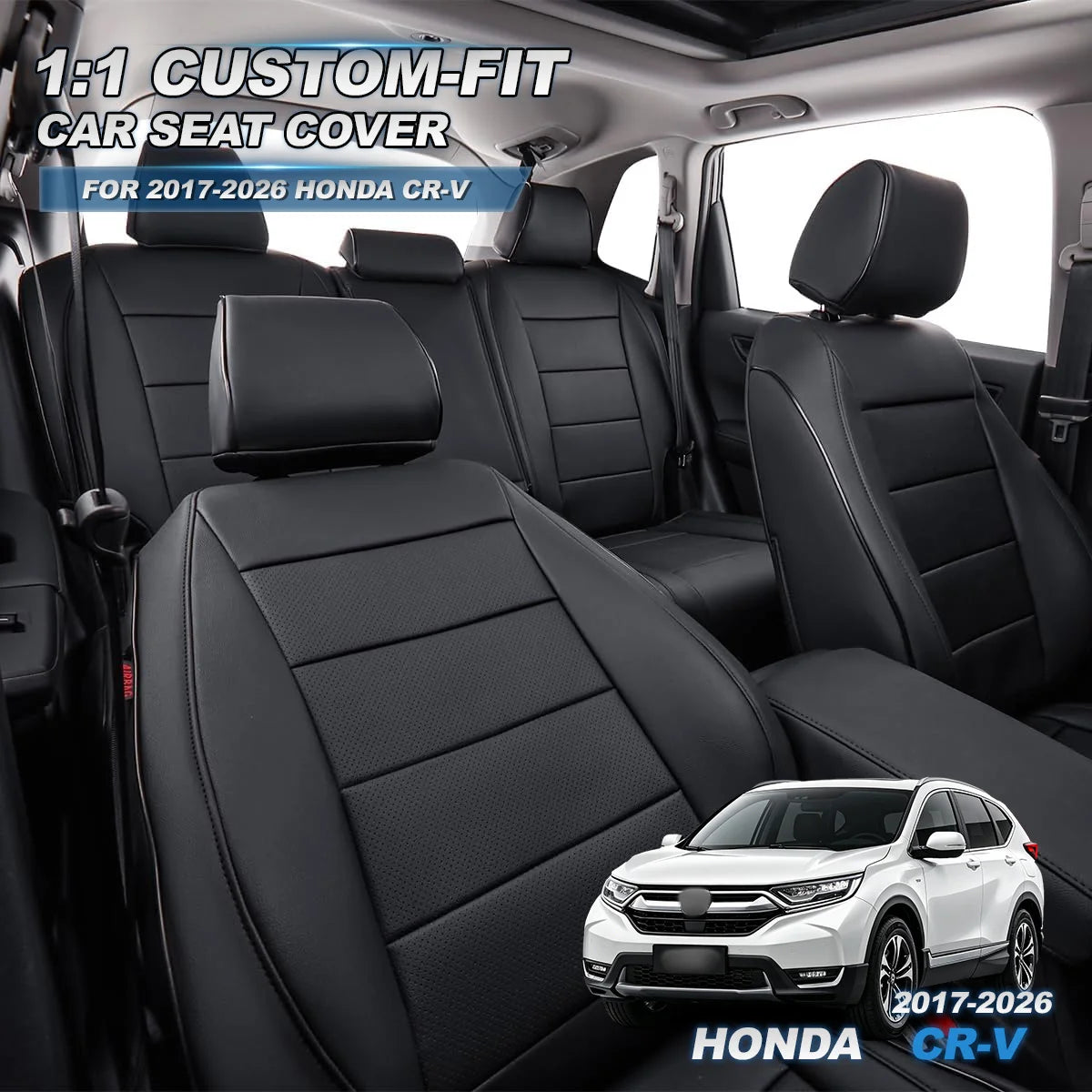 EKR Car Seat Covers For Honda CRV Custom Fit For CR-V 2023-2026 EX/EX-L/LX/Touring/Sport Waterproof Leather Cushion Seat Protective Cover