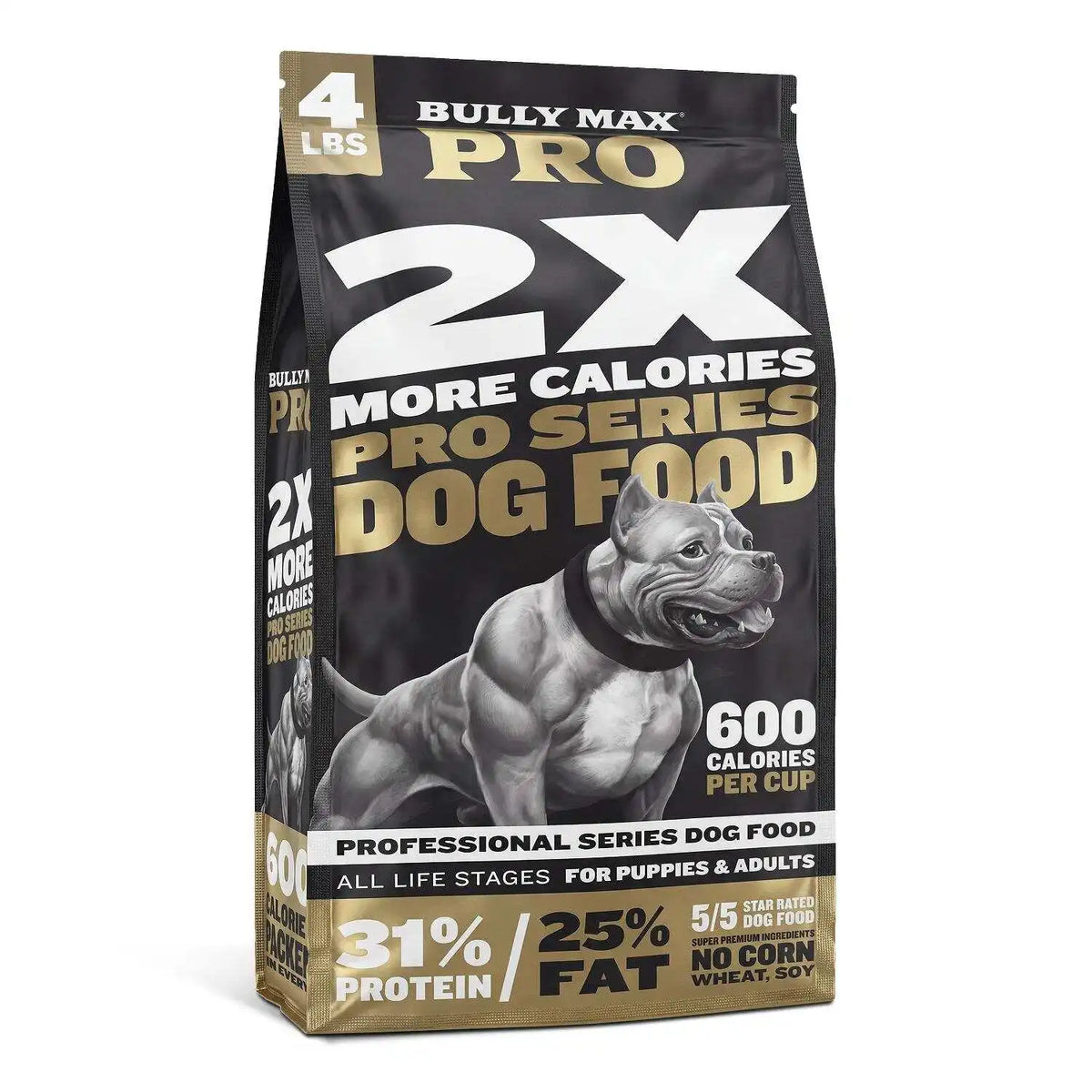 Premium High Calorie Dry Dog Food Chicken Kibble for Weight Gain & Muscle Building 4 lbs All Natural Pet Nutrition with Gut Health Probiotics 31/25 High Protein 600 Calories/Cup Daily Food for Active Dogs