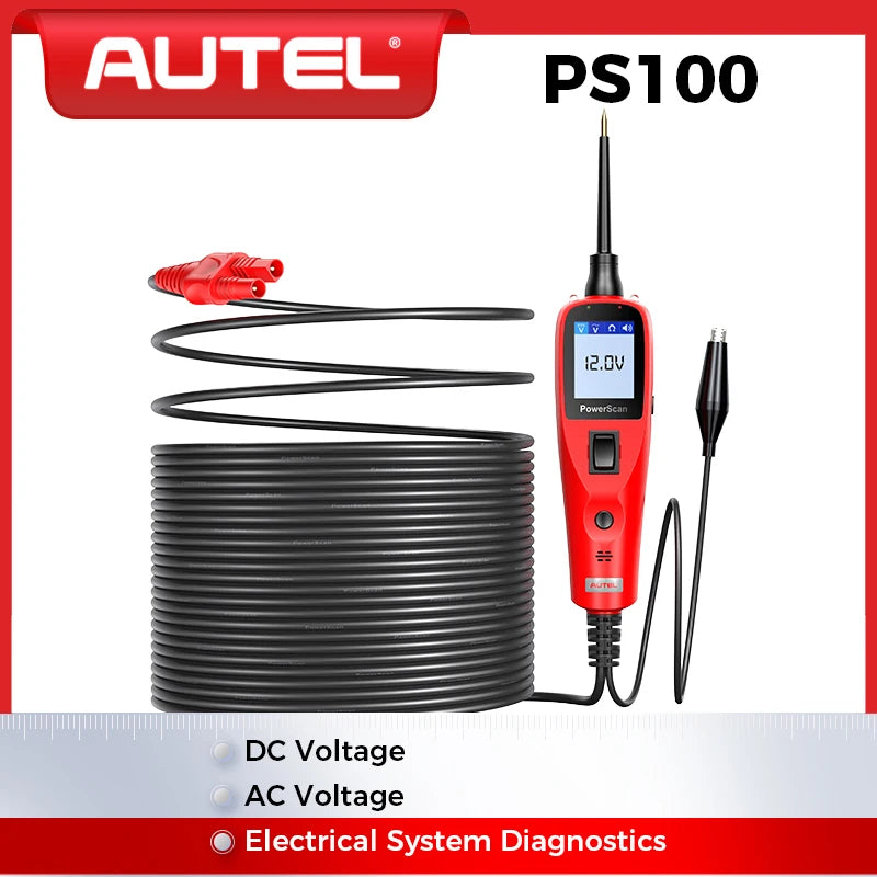Autel PowerScan PS100 Car Electrical Circuit AVOmeter Tester 12V 24V Power Probe Kit Automotive System Battery Diagnostic Tools