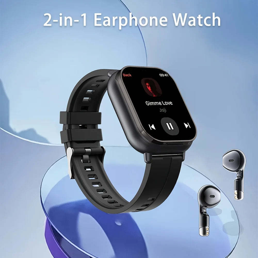 2 In 1 Smart Watch With Wireless Earbuds And Calling