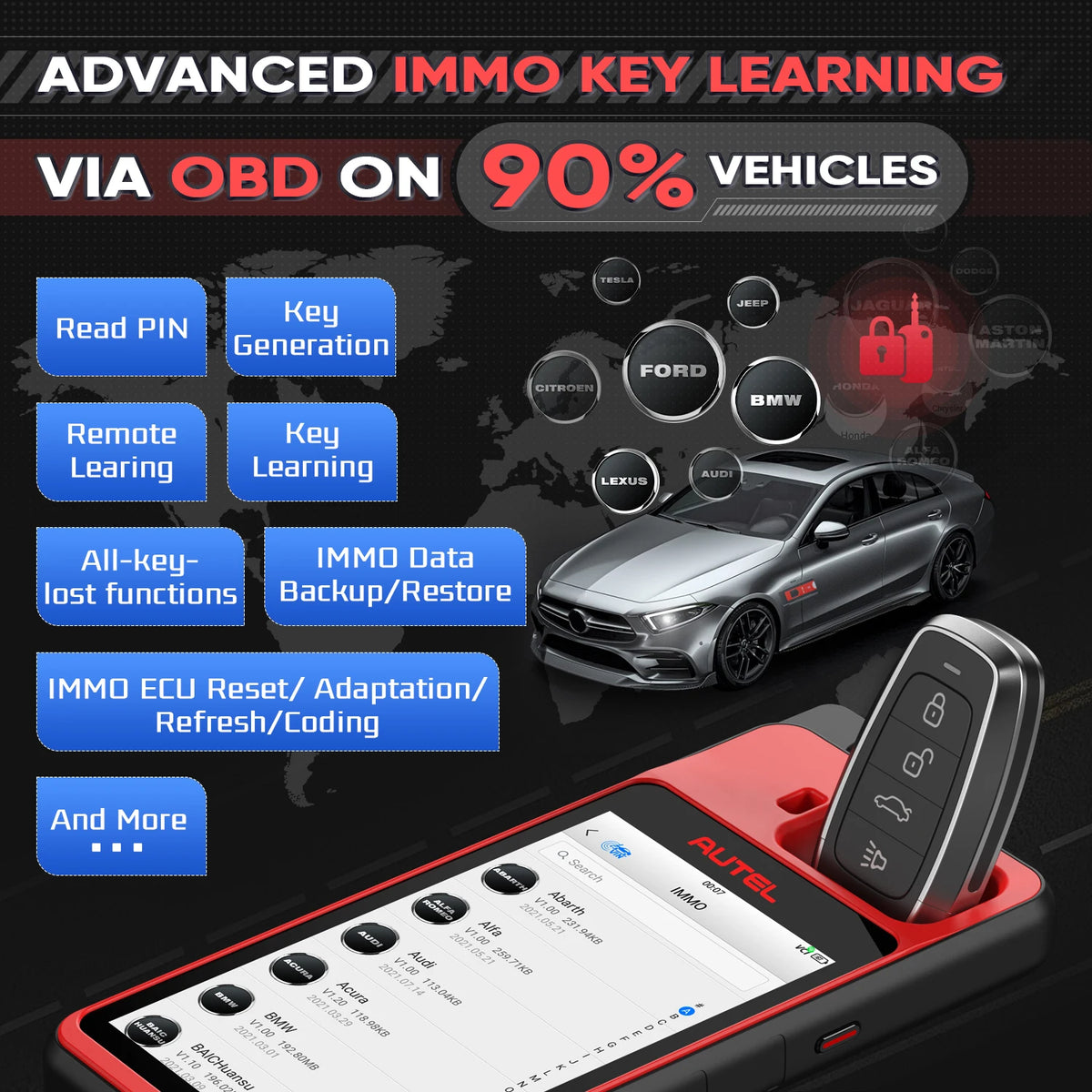 Autel MaxiIM KM100 KM100X Key Programming Tool Lifetime Free IMMO Immobilizer Key FOB Programmer OBD IMMO Key Learning PK IM508