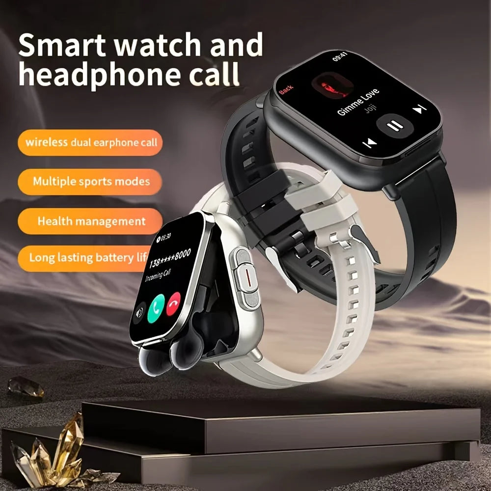 2 In 1 Smart Watch With Wireless Earbuds And Calling
