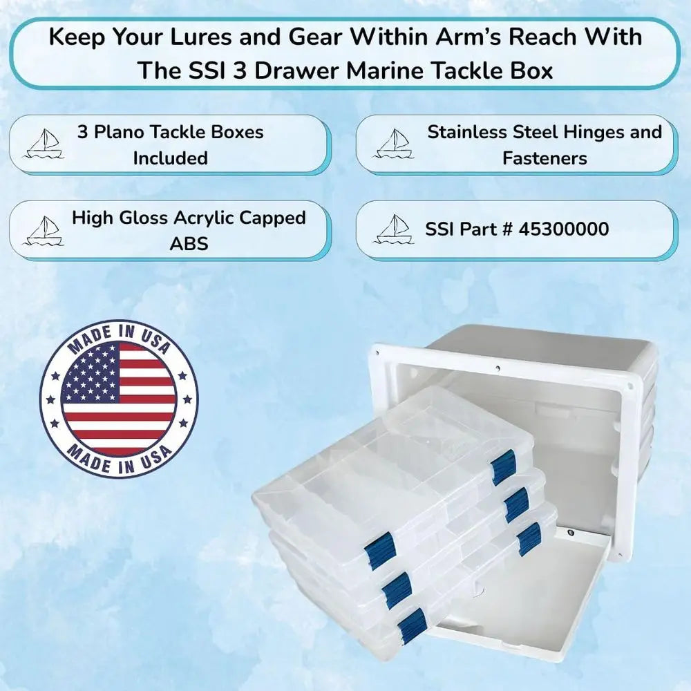 Tackle Box for Boat storage SSI OEM Parts Plano Tacklebox Organizers Included 3 Drawer