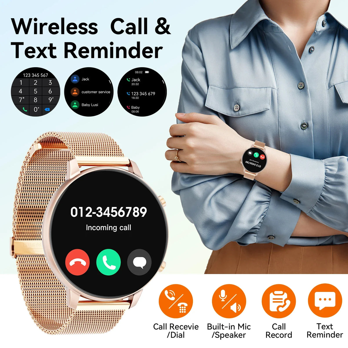 Ladies Smartwatch with Bluetooth Calling Heart Rate and Fitness Tracking