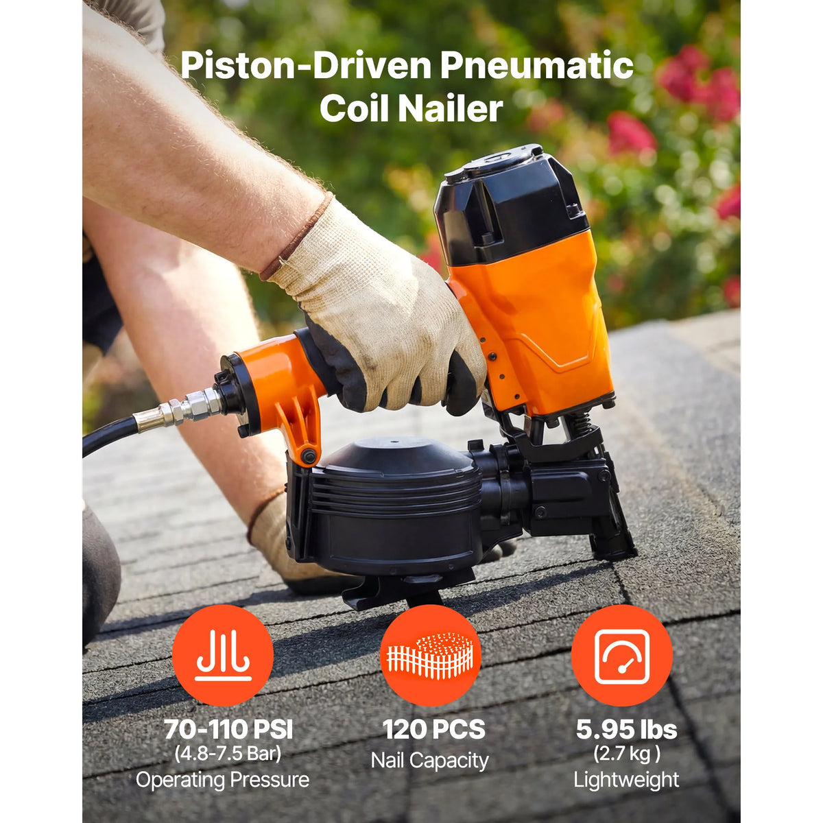 SucceBuy Pneumatic Coil Roofing Nailer for Roof Sheathing