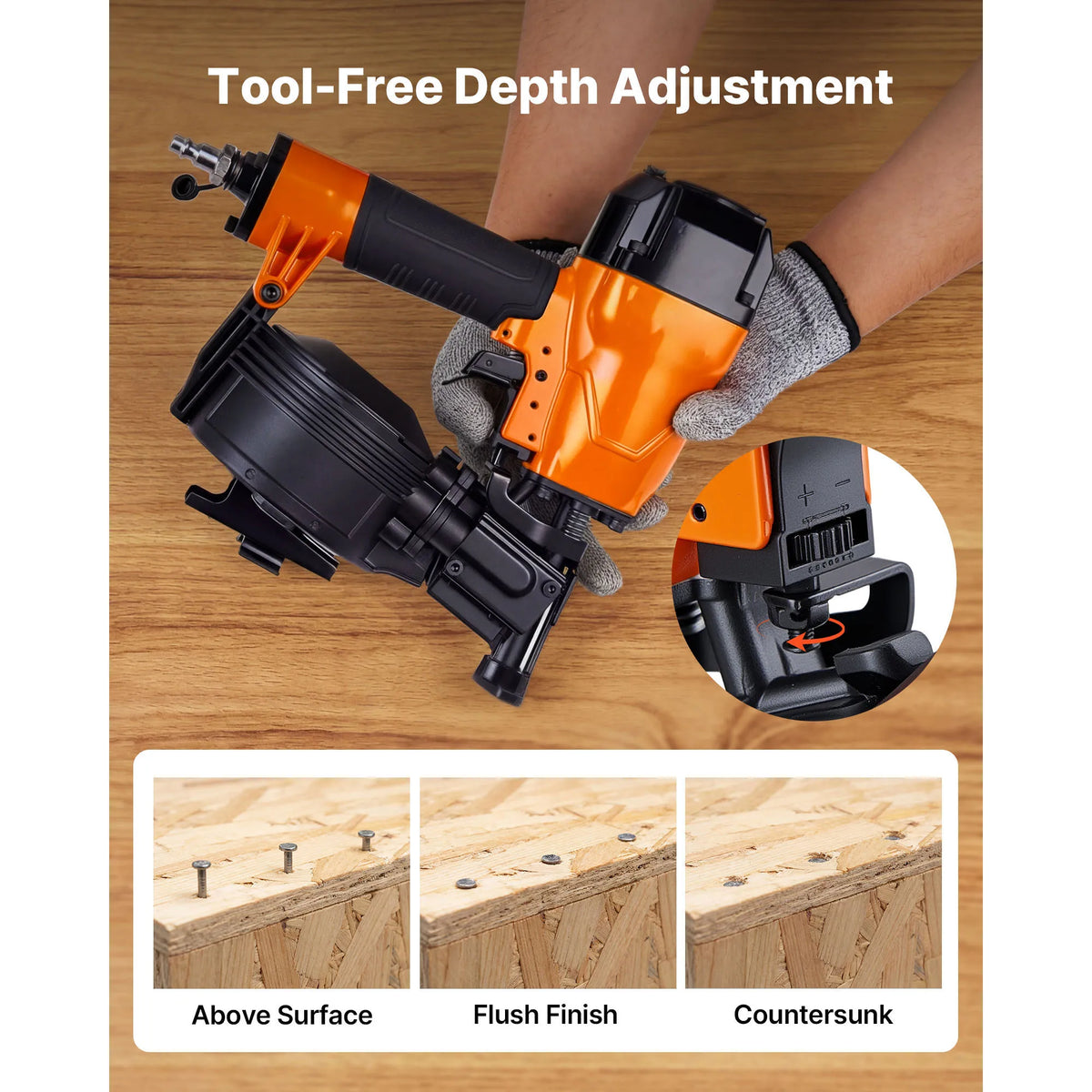 SucceBuy Pneumatic Coil Roofing Nailer for Roof Sheathing