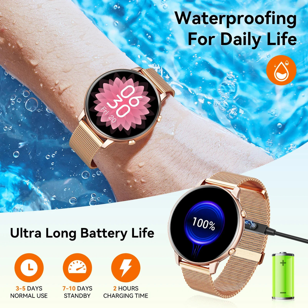 Ladies Smartwatch with Bluetooth Calling Heart Rate and Fitness Tracking