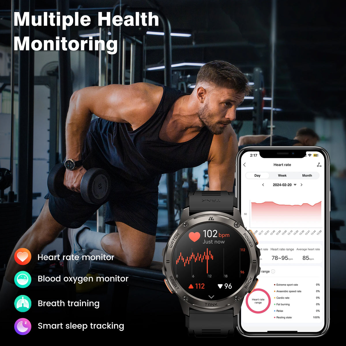 KOSPET Tank T3 AMOLED Smartwatch Bluetooth Calling Fitness Tracker
