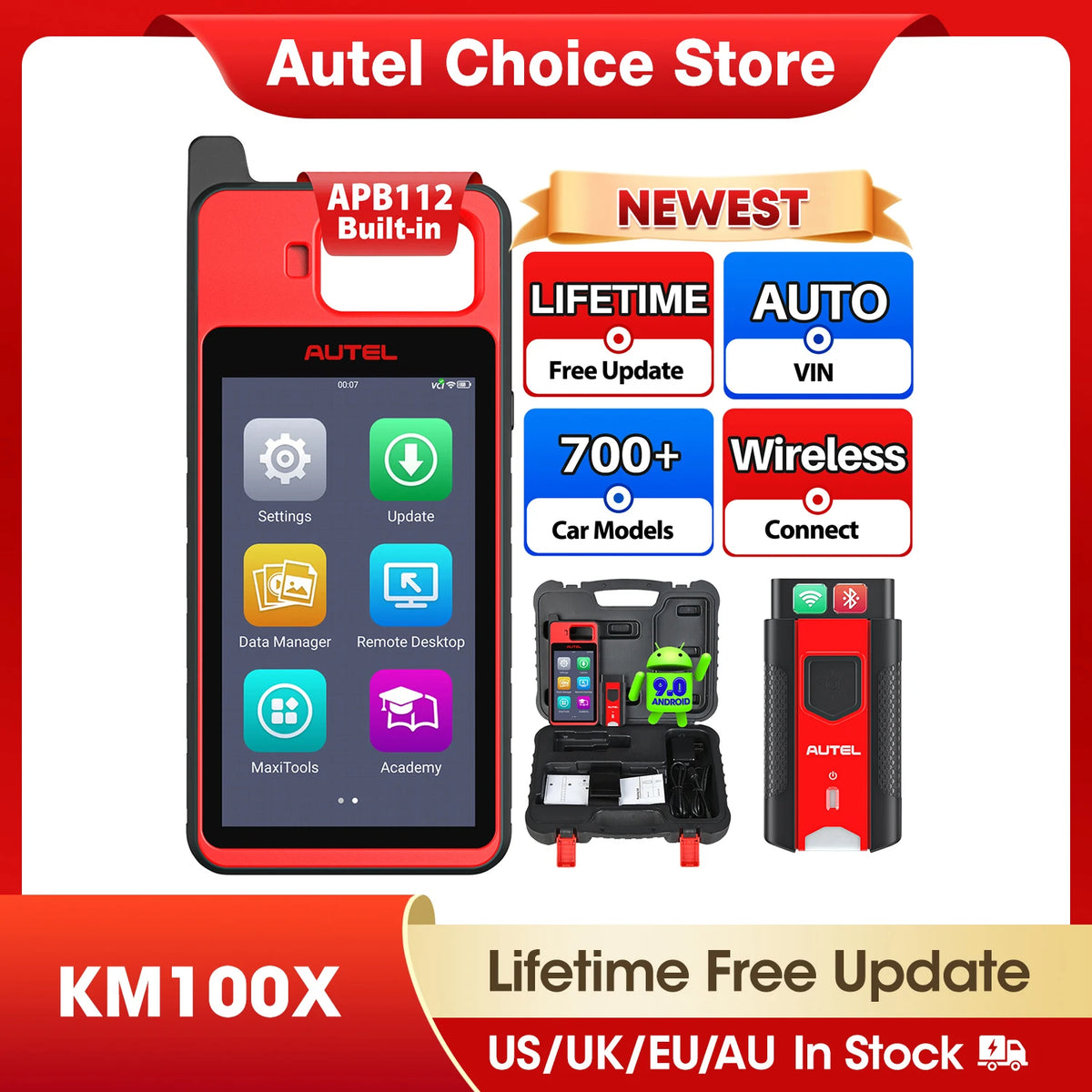 Autel MaxiIM KM100 KM100X Key Programming Tool Lifetime Free IMMO Immobilizer Key FOB Programmer OBD IMMO Key Learning PK IM508