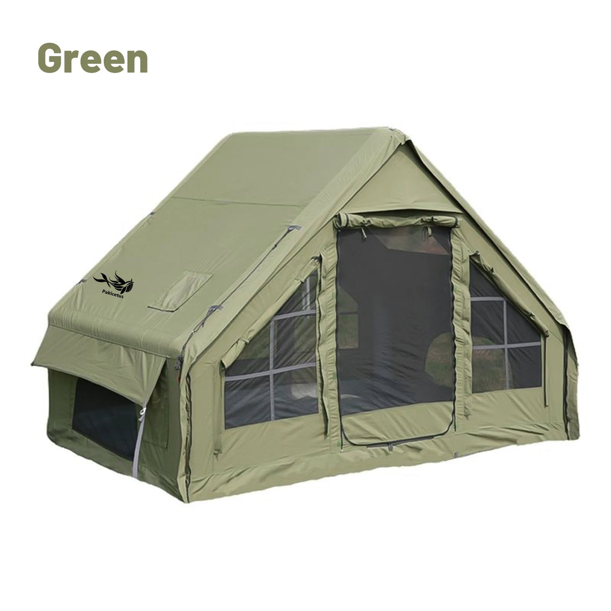 PAKICETUS Inflatable Camping Tent with Extended Sun Canopy Double Room Spacious Space for 4-6 Persons Windproof UV Protection Lightweight Portable All Weather Tent for Outdoor Hiking Family Vacation Trip