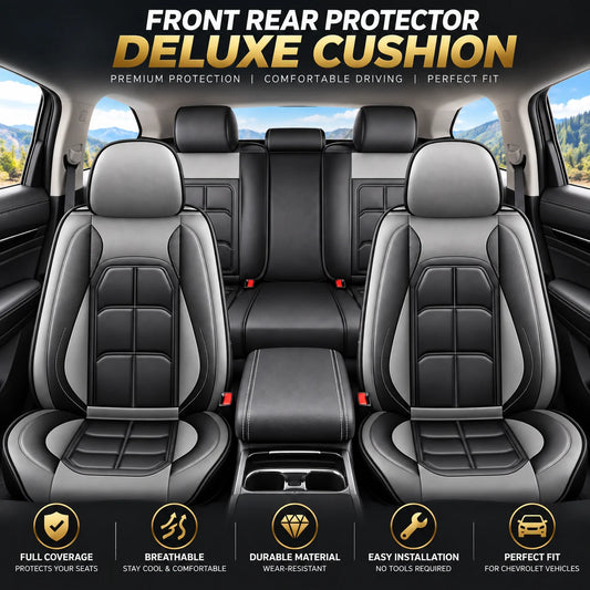 PU Leather Car Seat Cover Full Set 5 Seats For Chevrolet Front Rear Protector Deluxe Cushion