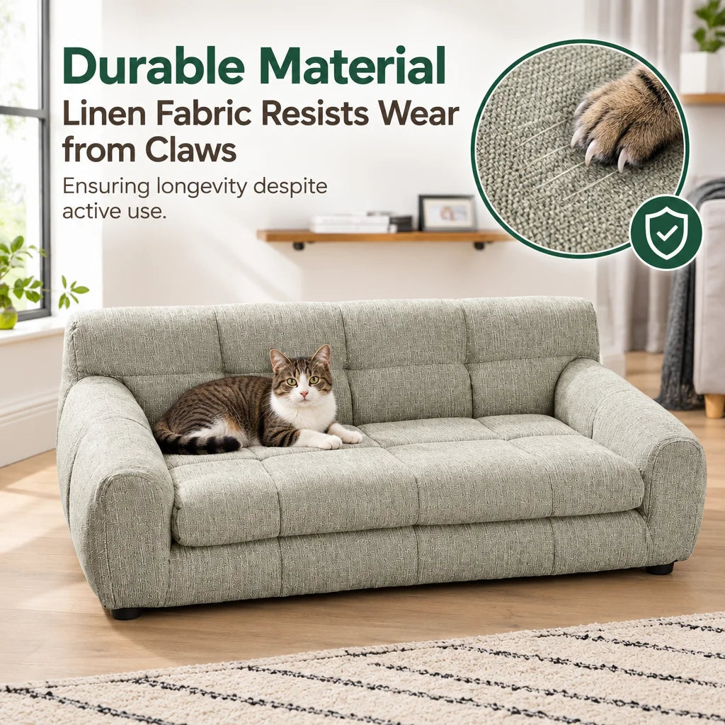 Pet Sofa with Backrest and Armrests, Short Legs, Stable Dog Recliner, Breathable Pet Furniture Suitable for Medium and Large Dogs, Modern Rectangular Pet Sofa