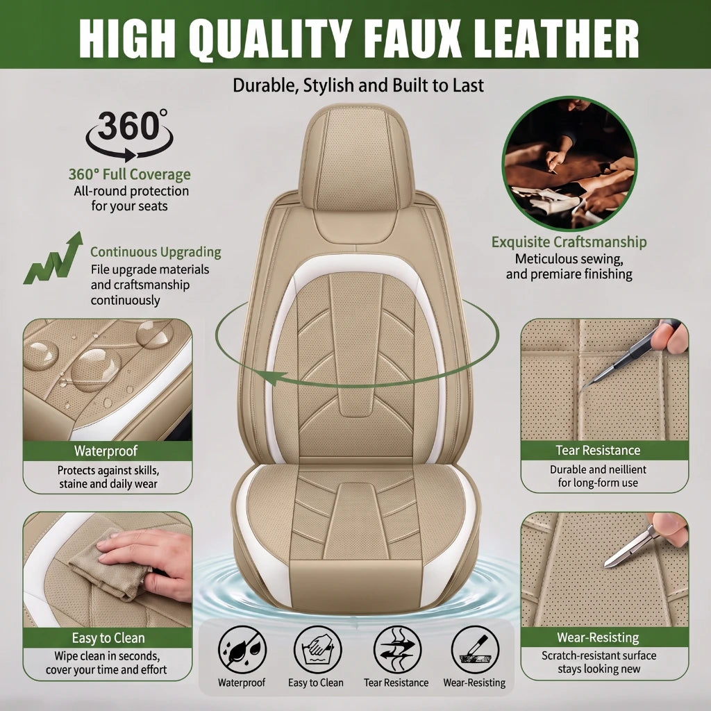 5 Seats Full Set Covers For Toyota NAPA Leather Car Seat Covers Front Rear Protector Breathable Soft Touch Anti-Slip Breathable Waterproof