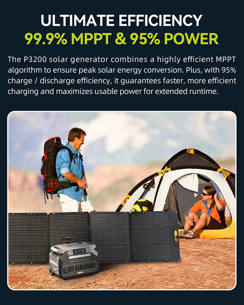 IEE P3200 Portable Power Station 3200W 2048Wh LiFePO4 Solar Generator Fast Charging EPS Backup Power for Home Emergency Camping RV Off-Grid Job Site